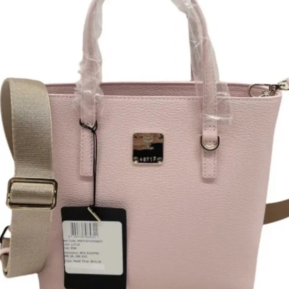 MCM Lotus Pink Leather Mini Crossbody Shopper NWT $615 Retail 🎁 Gift Ready - Picture 4 of 9